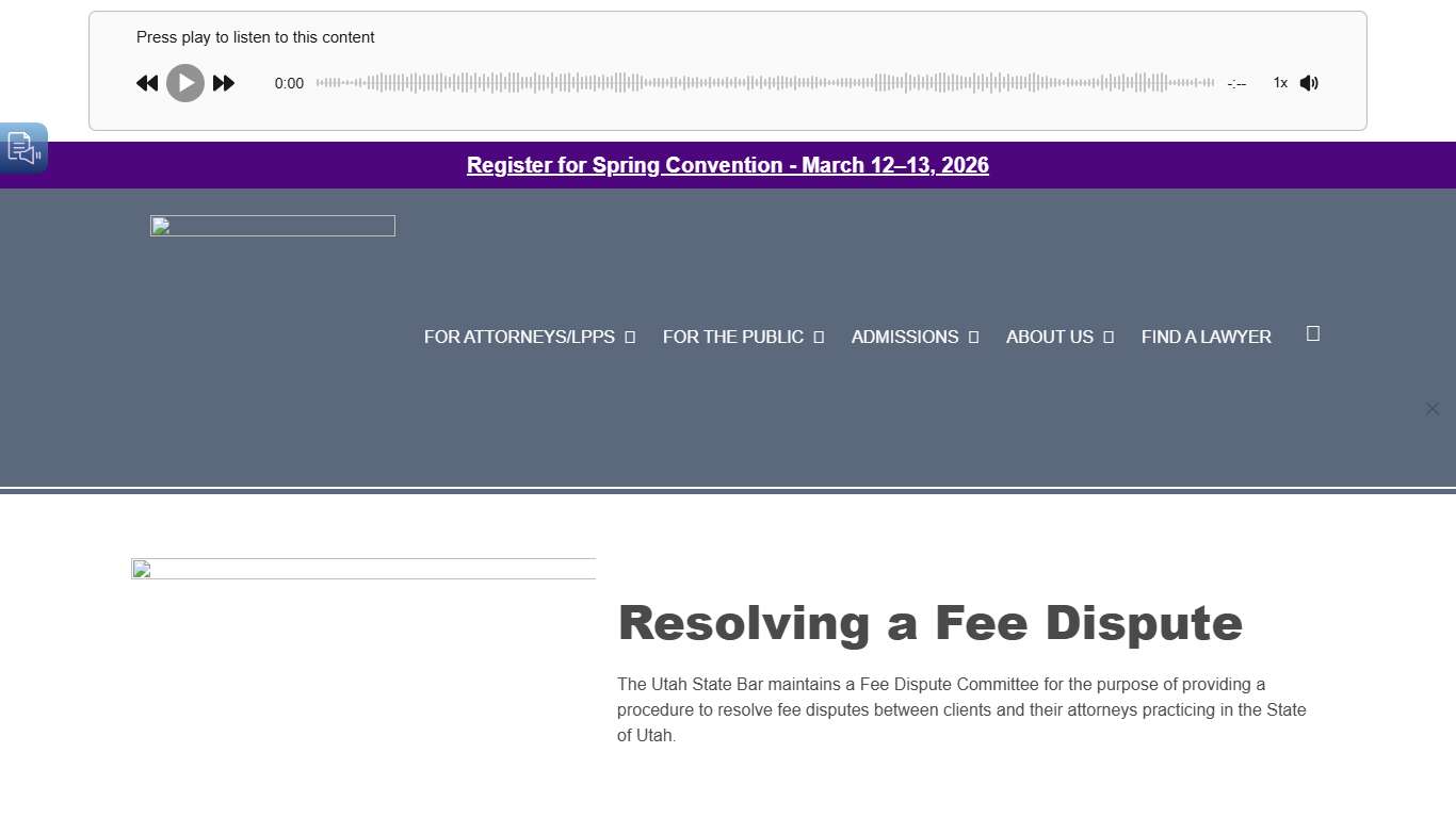 Fee Dispute Resolution Program – Utah State Bar
