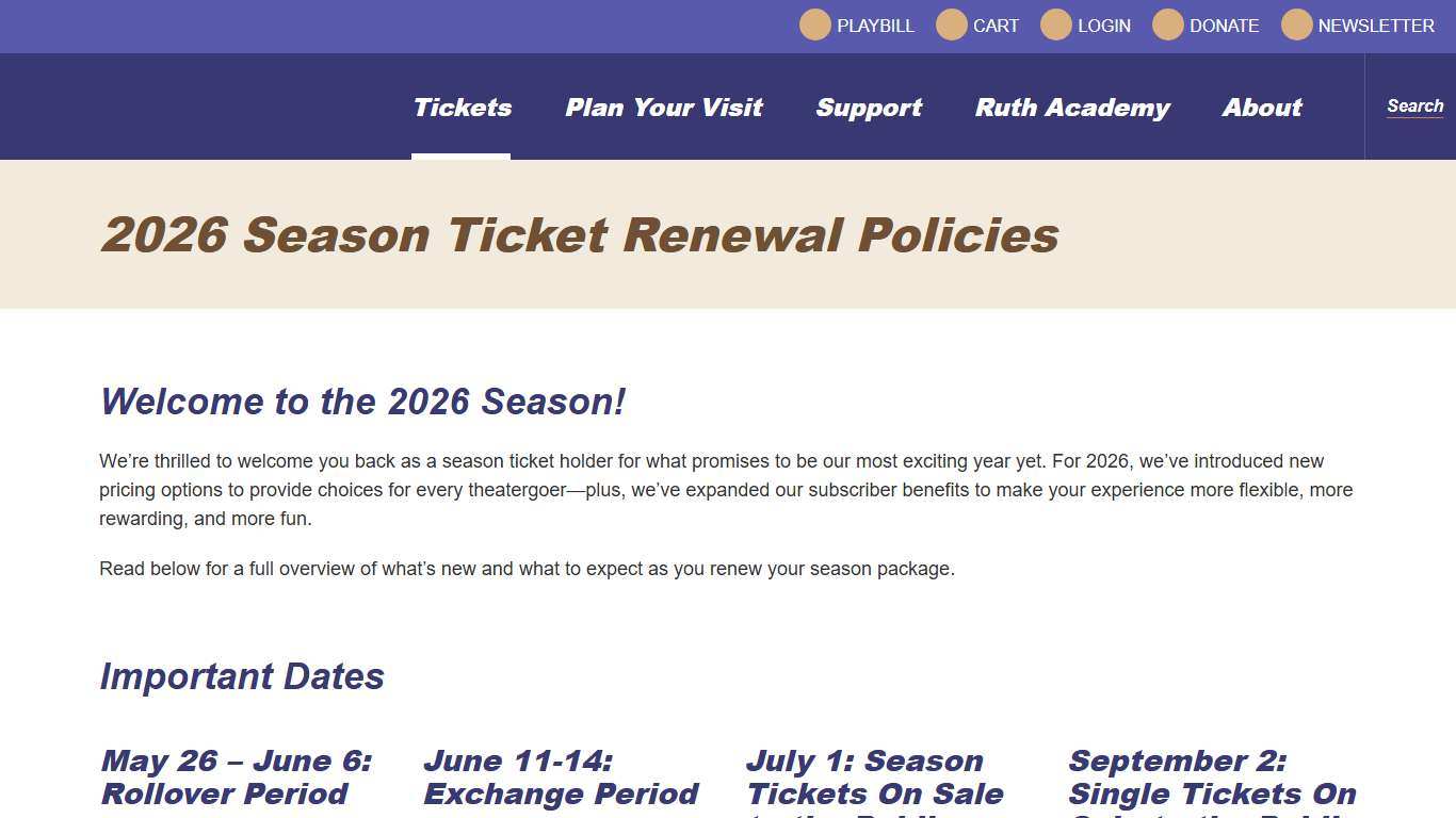 Season Ticket Renewal Policies The Ruth and Nathan Hale Theater